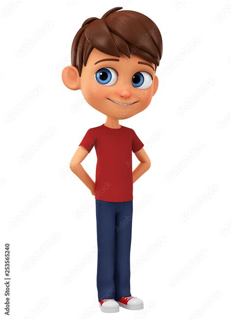 Cartoon character shy boy on a white background. 3d rendering. Illustration for advertising ...