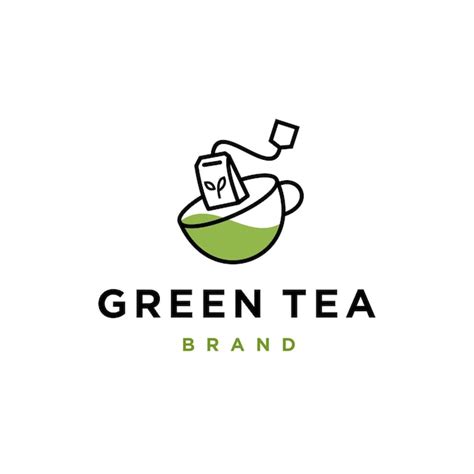 Premium Vector | Herbal Tea logo icon green tea in a cup with tea bag ...