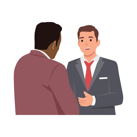 Two men talking about business. Multi racial character. Flat vector ...