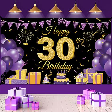 Buy 30th Birthday Backdrop Banner, Happy 30th Birthday Decorations Banner for Men Women, Large ...