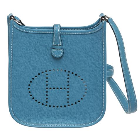 Hermès Evelyne II TPM Bag Blue Jean - Epsom Leather Palladium | Baghunter