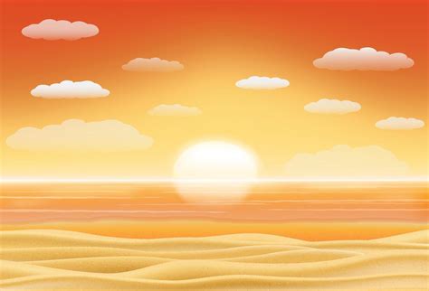 beautiful sunset beach scene vector 2285100 Vector Art at Vecteezy