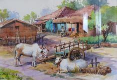 13 Indian rural areas ideas | painting, indian paintings, art village