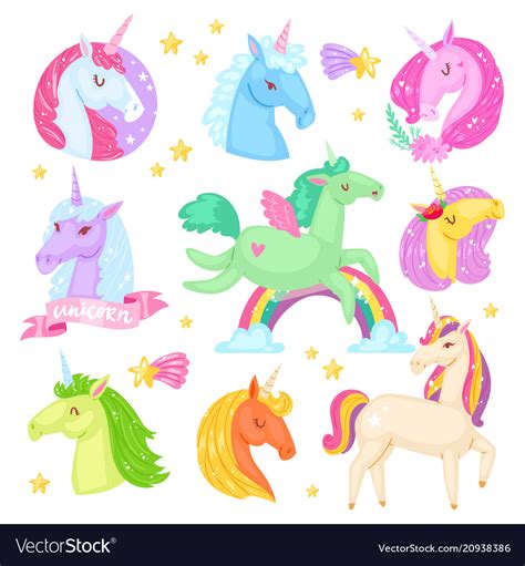 Unicorn cartoon kids character of girlish Vector Image