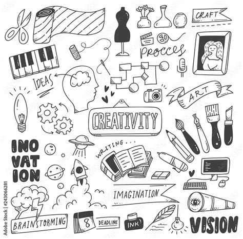 Set of creativity doodles vector de Stock | Adobe Stock