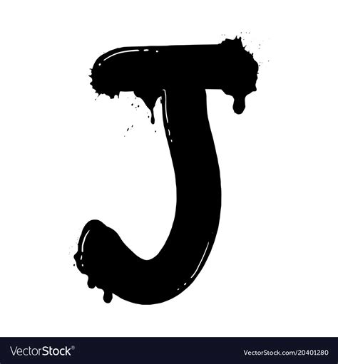 Blot letter j black and white Royalty Free Vector Image