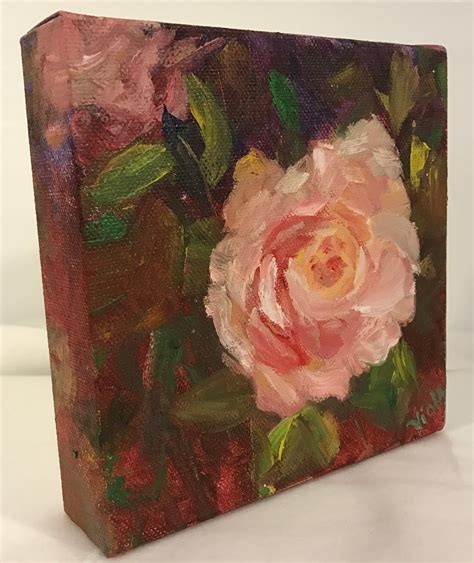 Rose Oil Painting, 6 x 6, 1.5″ Gallery Wrap | Debbie Viola