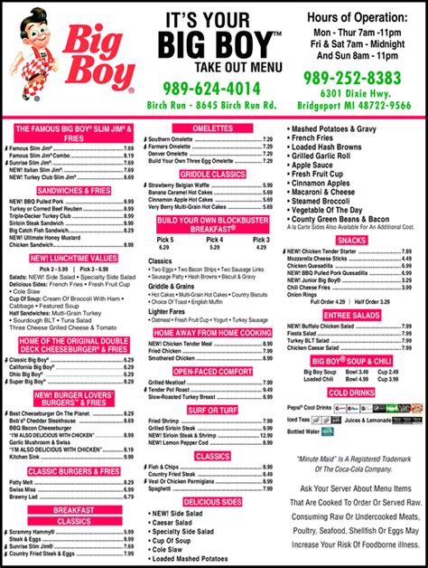 Big Boy Menu | Big Boy | Big boy menu, Big boys, Take out menu