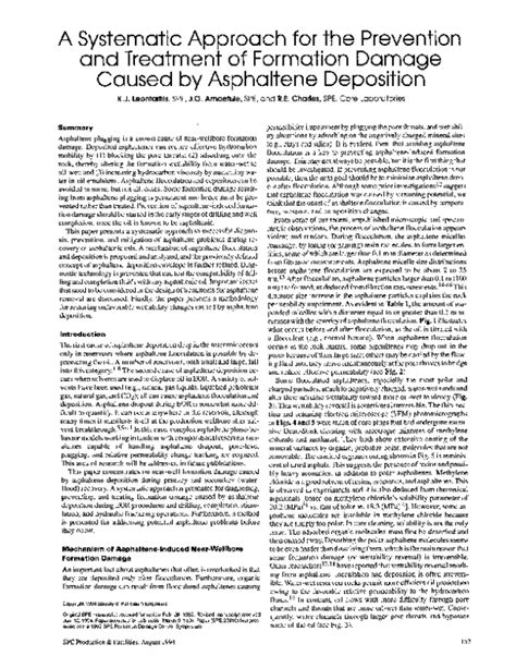 (PDF) A Systematic Approach for the Prevention and Treatment of Formation Damage Caused by ...