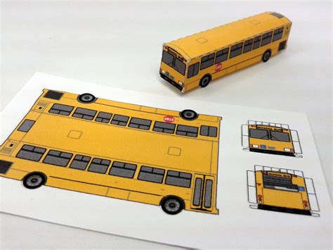 Miniature Paper Model Vehicle School Bus Paper Craft Kit