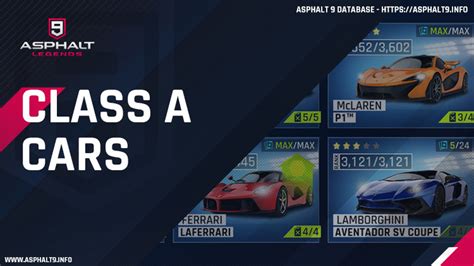 Asphalt 9 Best Cars in Each Class