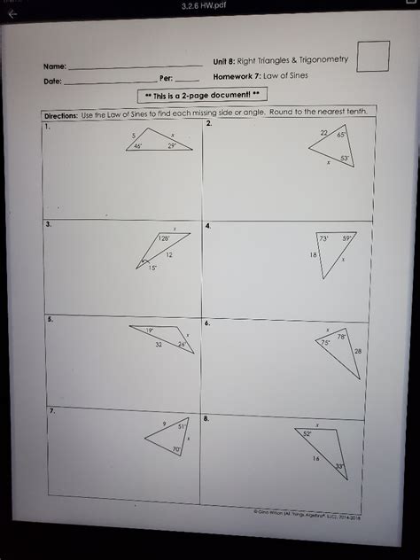 8 6 practice using the law of cosines answers