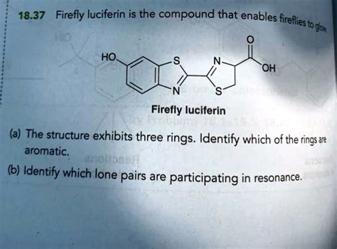 SOLVED: 18.37 Firefly luciferin is the compound that enables fireflies to glow. HO- 'OH Firefly ...