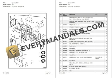 Bobcat 331 512911001 - 512912999 Parts Catalog