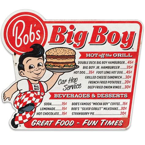 Buy Open Road Brands Bob's Big Boy Menu Great Food Fun Times Metal Sign ...