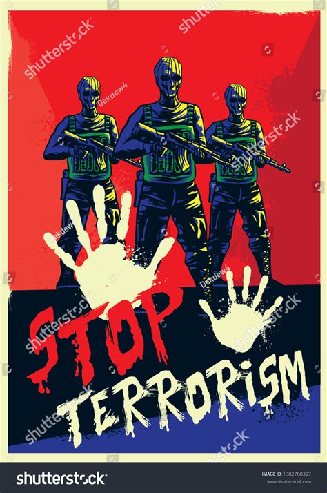 Stop Terrorism Poster Vector Illustration 10 Stock Vector (Royalty Free) 1382768327 | Shutterstock