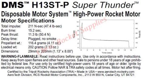 Aerotech H13ST-P Super Thunder Rocket Motor