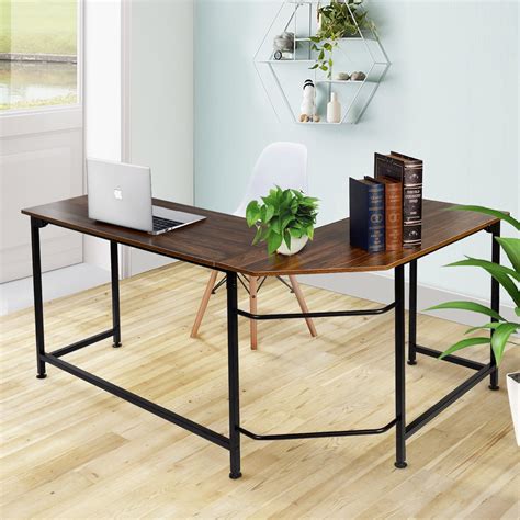 VECELO Home Office Desk Modern Style L-Shaped Corner Computer Desk ...