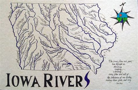 Iowa Rivers Map 11x17 - Etsy