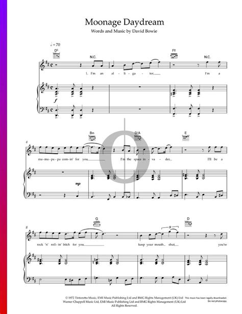 Moonage Daydream (David Bowie) Piano Sheet Music - OKTAV