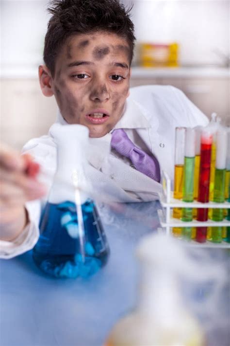 Yong Funny Scientist Doing Some Crazy Experiment Stock Photo - Image of ...