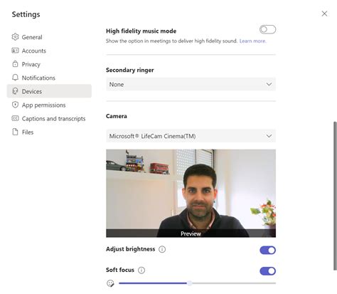 Adjust the brightness and focus of your camera in Microsoft Teams video ...