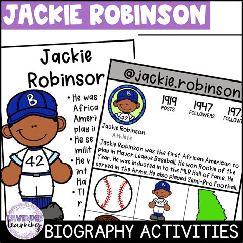 Jackie Robinson Biography Activities, Flip Book and Report - Black ...