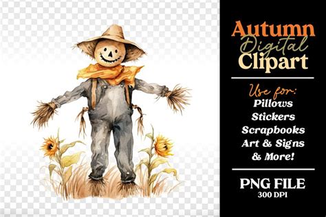 Cute Fall Scarecrow Clipart PNG