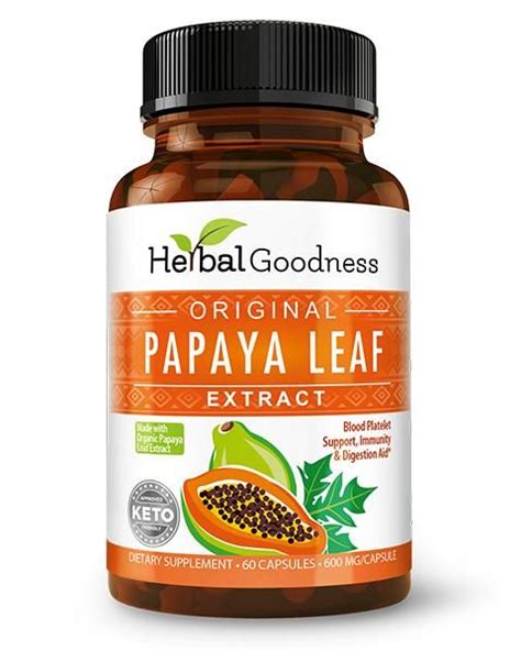 Papaya Leaf Extract - Capsules 600mg - 10X Strength - Boost Platelets, Digestion & Immunity ...