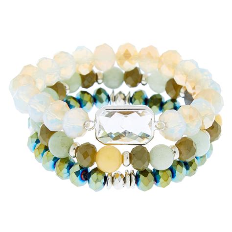 Beaded Stretch Bracelets - Green, 3 Pack | Claire's