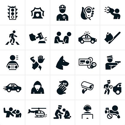 Law Enforcement Icons Stock Illustration - Download Image Now - iStock