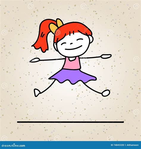 Hand Drawing Colorful Happiness Cartoon Concept, Happy Girl, Character of Kid Smile with Joy ...