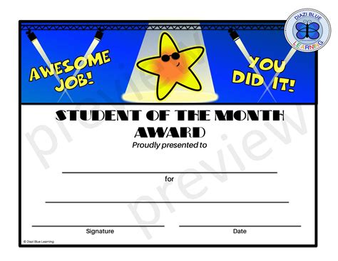 Free Printable Student Of The Month Certificate Templates