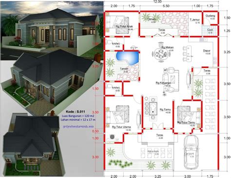 Denah Rumah Type 120 1 Lantai Dwg File - IMAGESEE