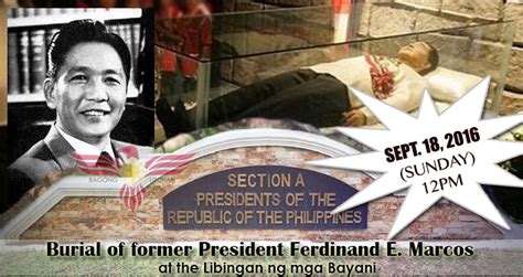 Ferdinand E. Marcos finally set for burial September 18, 2016 (Sunday ...