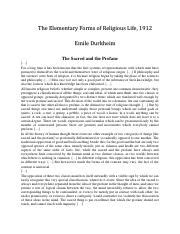 1 Durkheim Sacred & Profane totemic Beliefs.pdf - The Elementary Forms of Religious Life 1912 ...