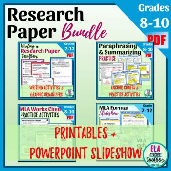 Writing a Research Paper | MLA Format| Paraphrasing Bundle | Printable