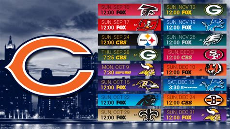 Printable Chicago Bears Schedule