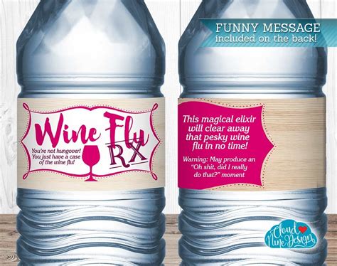 Funny Water Bottle Labels Instant Download Wine-Themed | Etsy