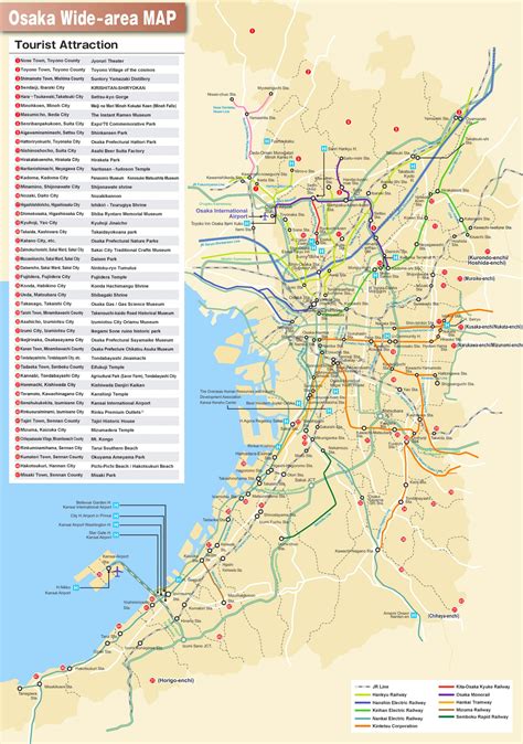 Osaka area tourist map