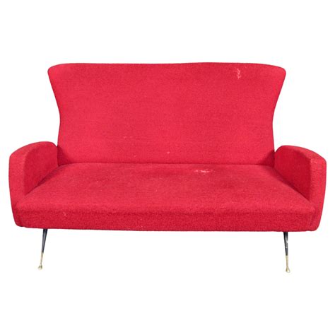 Red Faux-Leather Loveseat at 1stDibs | red leather loveseat, faux leather loveseats, red leather ...