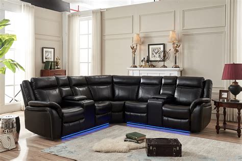 Buy Power Reclining Sectional Sofa Set Faux Leather Recliner Couch with ...