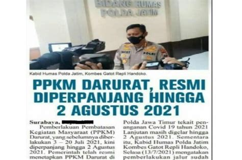 Cek Fakta: PPKM Darurat Diperpanjang Hingga 2 Agustus 2021 - Pikiran ...