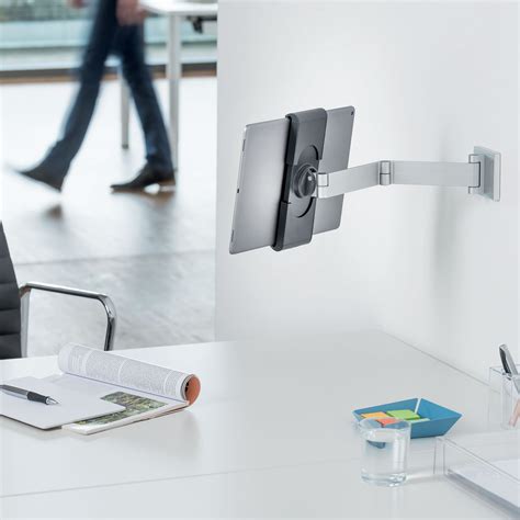 Durable 893423 Silver Metal Wall-Mount Tablet Holder with Swinging Arm