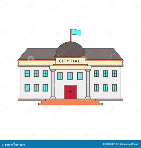 City Hall Building Vector Illustration Isolated on White Background Stock Illustration ...