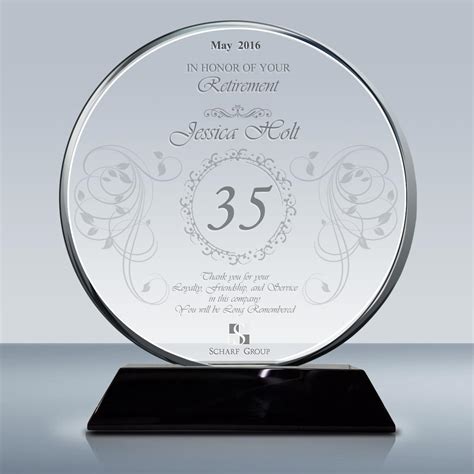 Retirement Plaque – Crystal Circle Award (016) – Goodcount 3D Crystal ...