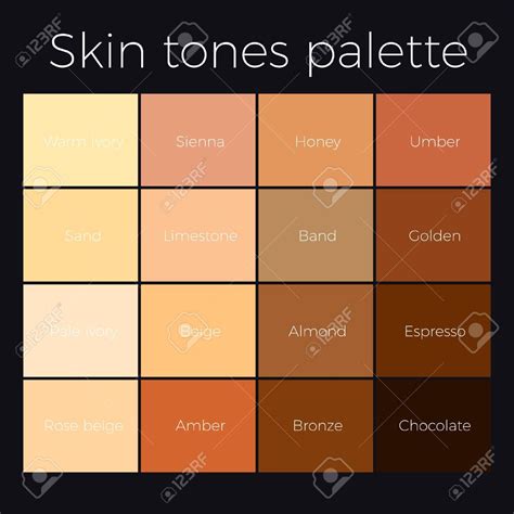 √ Skin Tone Hex Chart