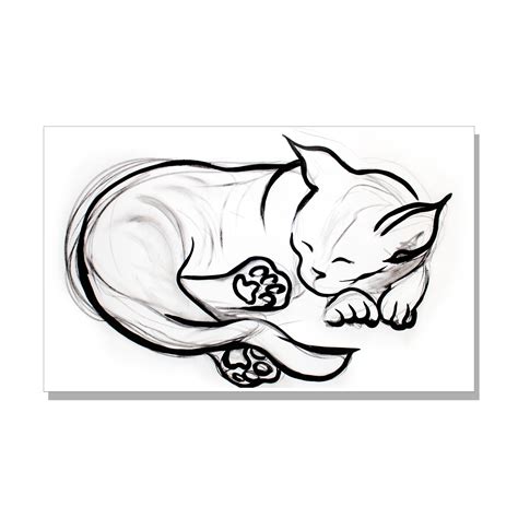 Original Sketch of Sleeping Cat Pet Supplies Pet Portraits trustalchemy.com