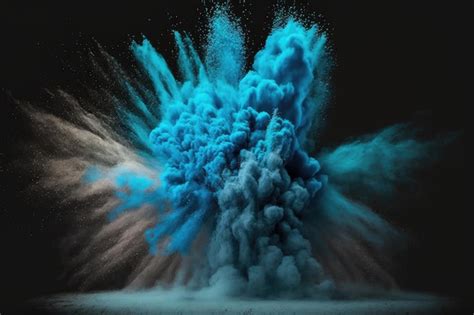 Premium Photo | Exploding blue powder in slow motion isolated on a dark ...