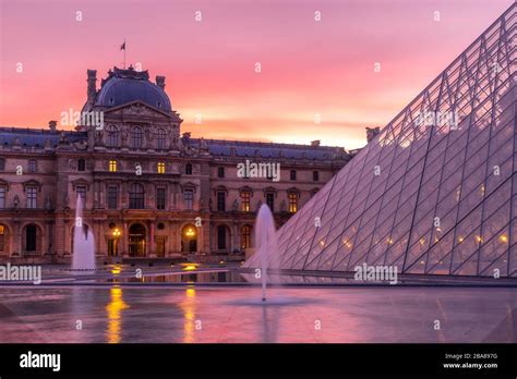 PARIS, FRANCE - MARCH 19, 2020: View of famous Louvre Museum with ...